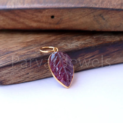 Natural Pink Tourmaline Charm, 18k Solid Gold Charm, Hand Carved Pink Tourmaline Charm, Charm Pendant, Charm Necklace, Handmade Gold Charm