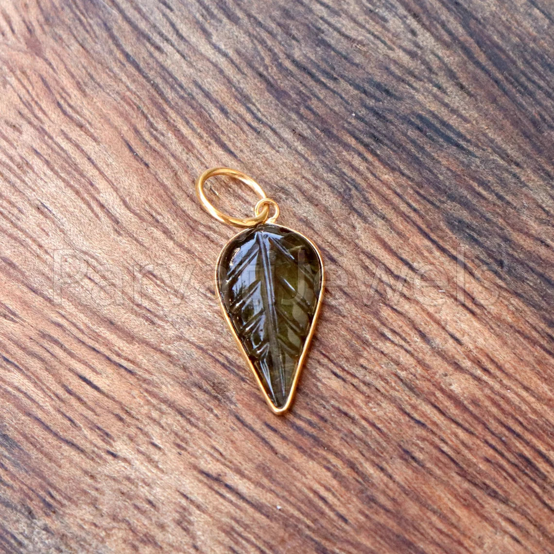 Natural Brown Tourmaline Charm, 18k Solid Gold Charm, Hand Carved Brown Tourmaline Charm, Charm Pendant, Charm Necklace, Handmade Gold Charm