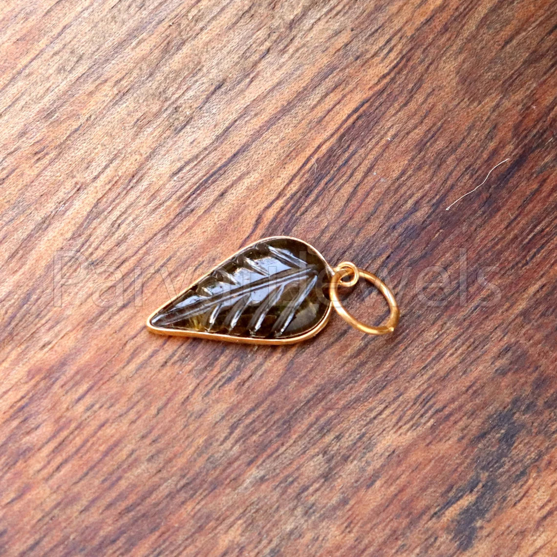 Natural Brown Tourmaline Charm, 18k Solid Gold Charm, Hand Carved Brown Tourmaline Charm, Charm Pendant, Charm Necklace, Handmade Gold Charm