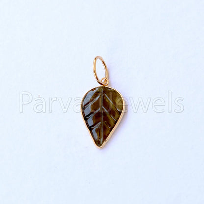 Natural Green Tourmaline Charm, 18k Solid Gold Charm, Hand Carved Green Tourmaline Charm, Charm Pendant, Charm Necklace, Handmade Gold Charm
