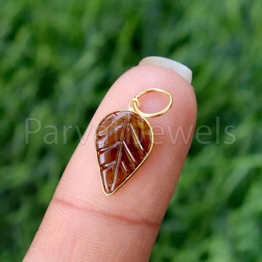 Natural Green Tourmaline Charm, 18k Solid Gold Charm, Hand Carved Green Tourmaline Charm, Charm Pendant, Charm Necklace, Handmade Gold Charm