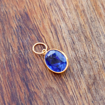 Lab Created Tanzanite charm 18k Solid Gold Charm, Handmade Gold Charm, Charm Pendant, Charms Necklace, Tanzanite Charms, Minimalist Pendant