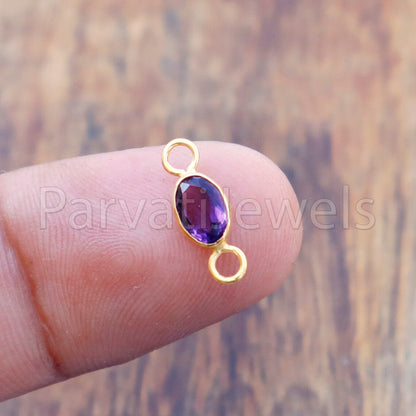 Amethyst Connector, 18k Solid Gold Connector, Natural Amethyst Connector, Gold Connector, Jewelry Connector, Jewelry Crafting