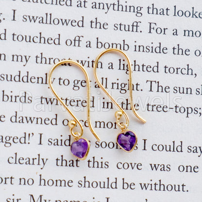 Natural Amethyst Earring, Amethyst Dangle Earring, Solid 18K Gold Earring, Handmade Gold Earring, Minimalist Dangle Earring, Gift for Her