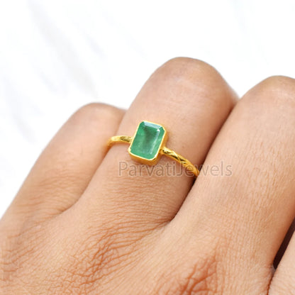 Natural Emerald Gemstone 14k & 18k Solid Gemstone Ring Jewelry, Solid Gold Emerald Ring, Solid Gold Handmade Ring Jewelry, Gold Ring