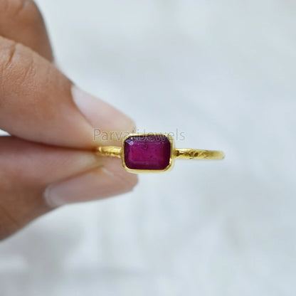 Natural Ruby Octagon Shape Gold Ring, 14K & 18k Ruby Gold Ring, Gold Ring, Engagement ring, Solid Gold Ring, Handmade Gifting Gold Ring