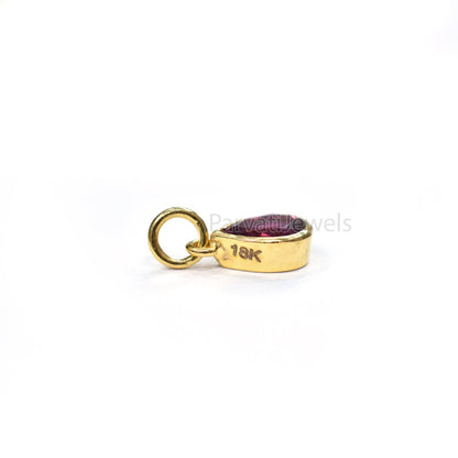 Pink Tourmaline Charm, 18k Solid Gold Charm, Solid Cold Charm, Handmade charm, 14K Gold Charm, Faceted Tourmaline Charm, Handmade Gold Charm