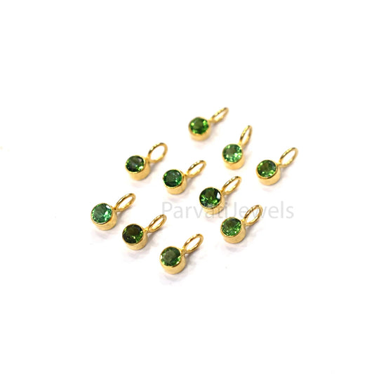 Very Beautiful Natural Green Tourmaline Gold Charm, 18k Solid Gold Charm, Green Tourmaline Gold Charm Pendant, Handmade Gold Charm