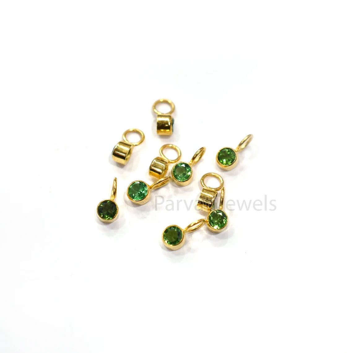 Very Beautiful Natural Green Tourmaline Gold Charm, 18k Solid Gold Charm, Green Tourmaline Gold Charm Pendant, Handmade Gold Charm