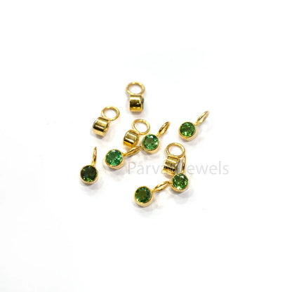 Very Beautiful Natural Green Tourmaline Gold Charm, 18k Solid Gold Charm, Green Tourmaline Gold Charm Pendant, Handmade Gold Charm