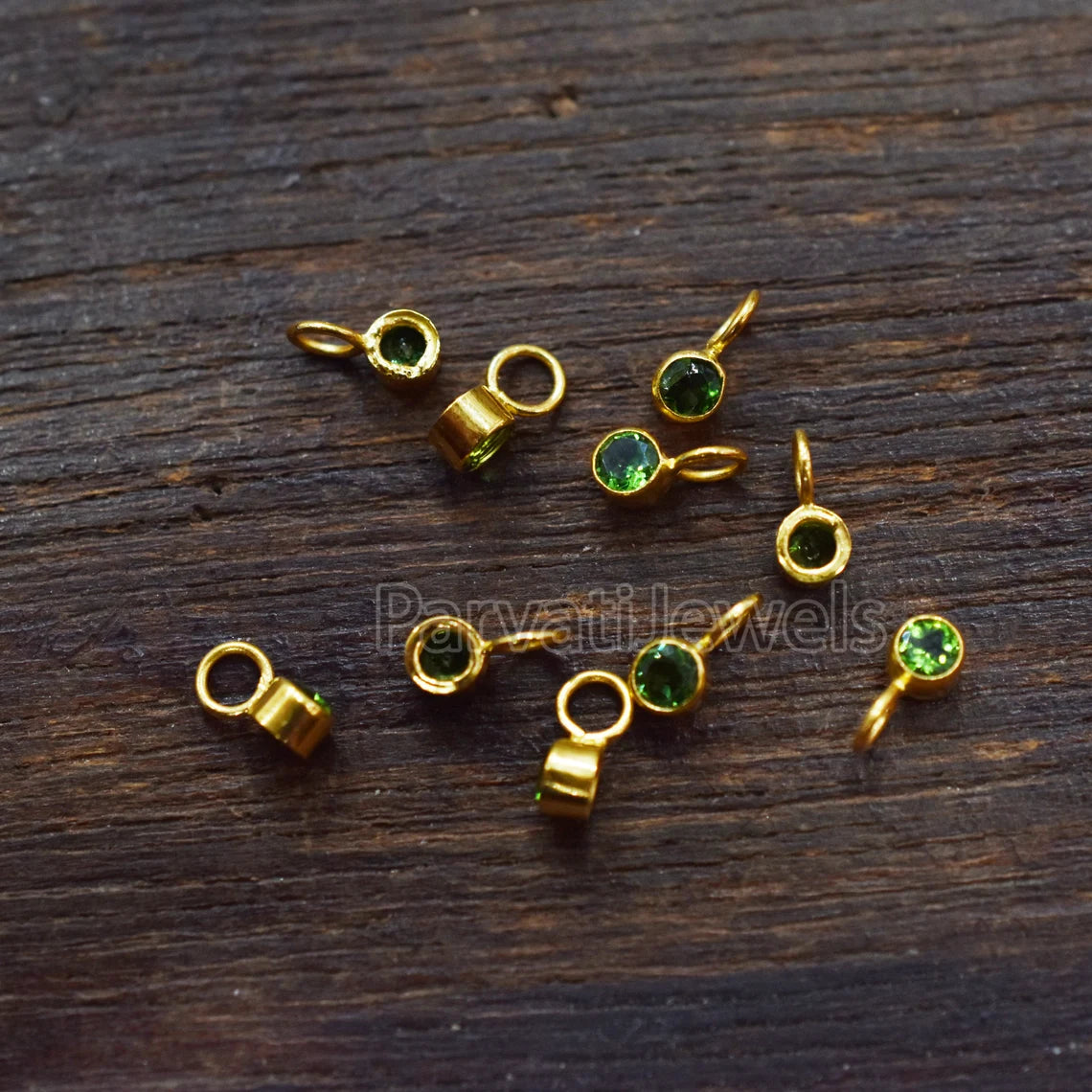 Very Beautiful Natural Green Tourmaline Gold Charm, 18k Solid Gold Charm, Green Tourmaline Gold Charm Pendant, Handmade Gold Charm