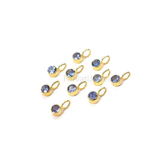 Very Beautiful Natural Tanzanite Charm, 18k Solid Gold Charm, Tanzanite Gold Charm Pendant, Handmade Gold Charm, Gift For Her