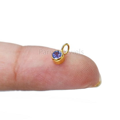 Very Beautiful Natural Tanzanite Charm, 18k Solid Gold Charm, Tanzanite Gold Charm Pendant, Handmade Gold Charm, Gift For Her
