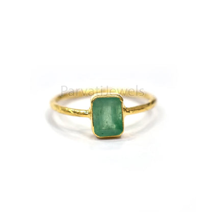 Natural Emerald Gemstone 14k & 18k Solid Gemstone Ring Jewelry, Solid Gold Emerald Ring, Solid Gold Handmade Ring Jewelry, Gold Ring