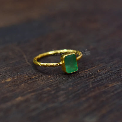 Natural Emerald Gemstone 14k & 18k Solid Gemstone Ring Jewelry, Solid Gold Emerald Ring, Solid Gold Handmade Ring Jewelry, Gold Ring