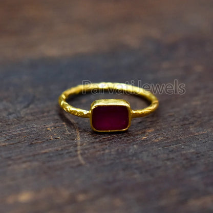 Natural Ruby Octagon Shape Gold Ring, 14K & 18k Ruby Gold Ring, Gold Ring, Engagement ring, Solid Gold Ring, Handmade Gifting Gold Ring