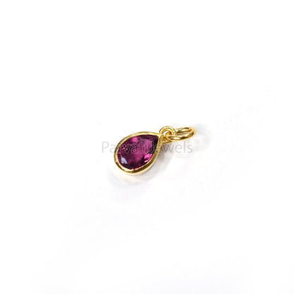 Pink Tourmaline Charm, 18k Solid Gold Charm, Solid Cold Charm, Handmade charm, 14K Gold Charm, Faceted Tourmaline Charm, Handmade Gold Charm