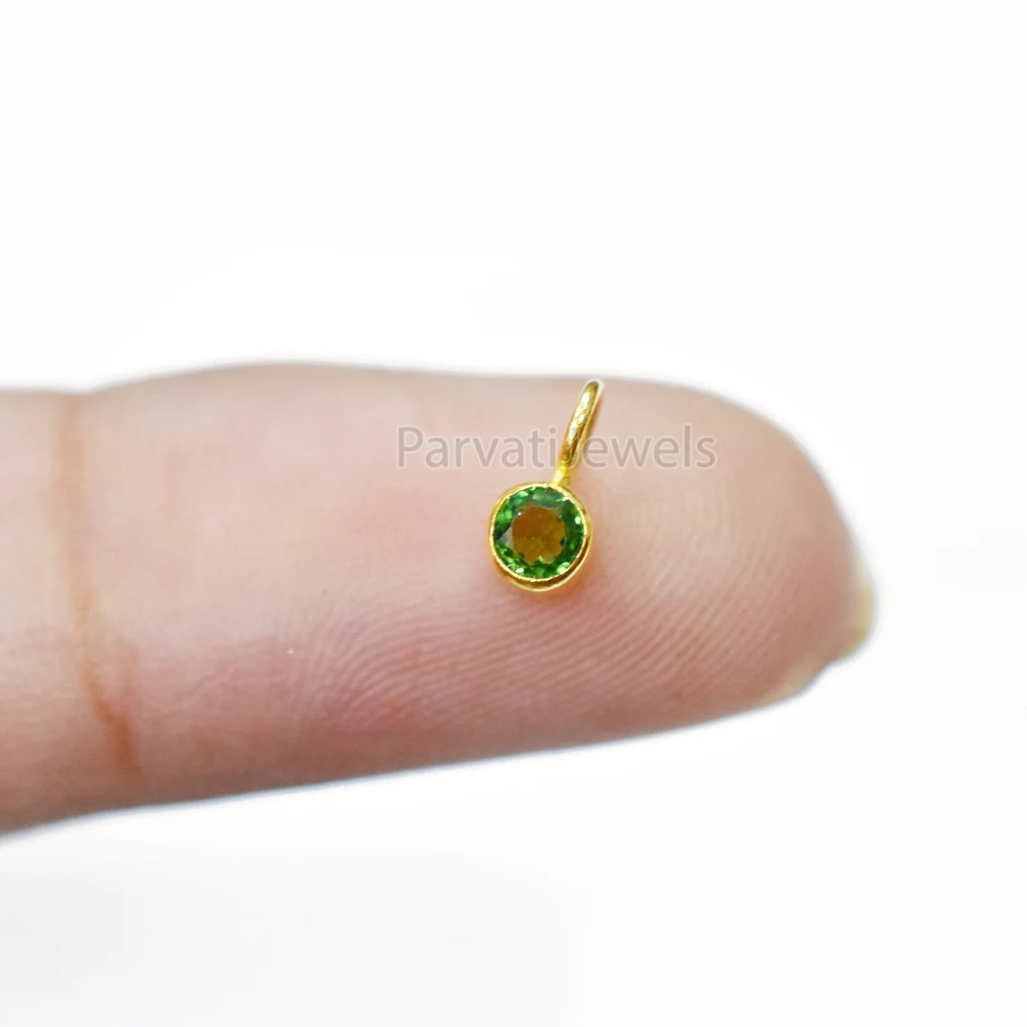Very Beautiful Natural Green Tourmaline Gold Charm, 18k Solid Gold Charm, Green Tourmaline Gold Charm Pendant, Handmade Gold Charm