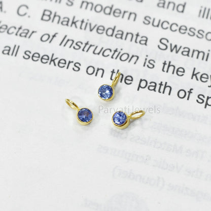 Very Beautiful Natural Tanzanite Charm, 18k Solid Gold Charm, Tanzanite Gold Charm Pendant, Handmade Gold Charm, Gift For Her
