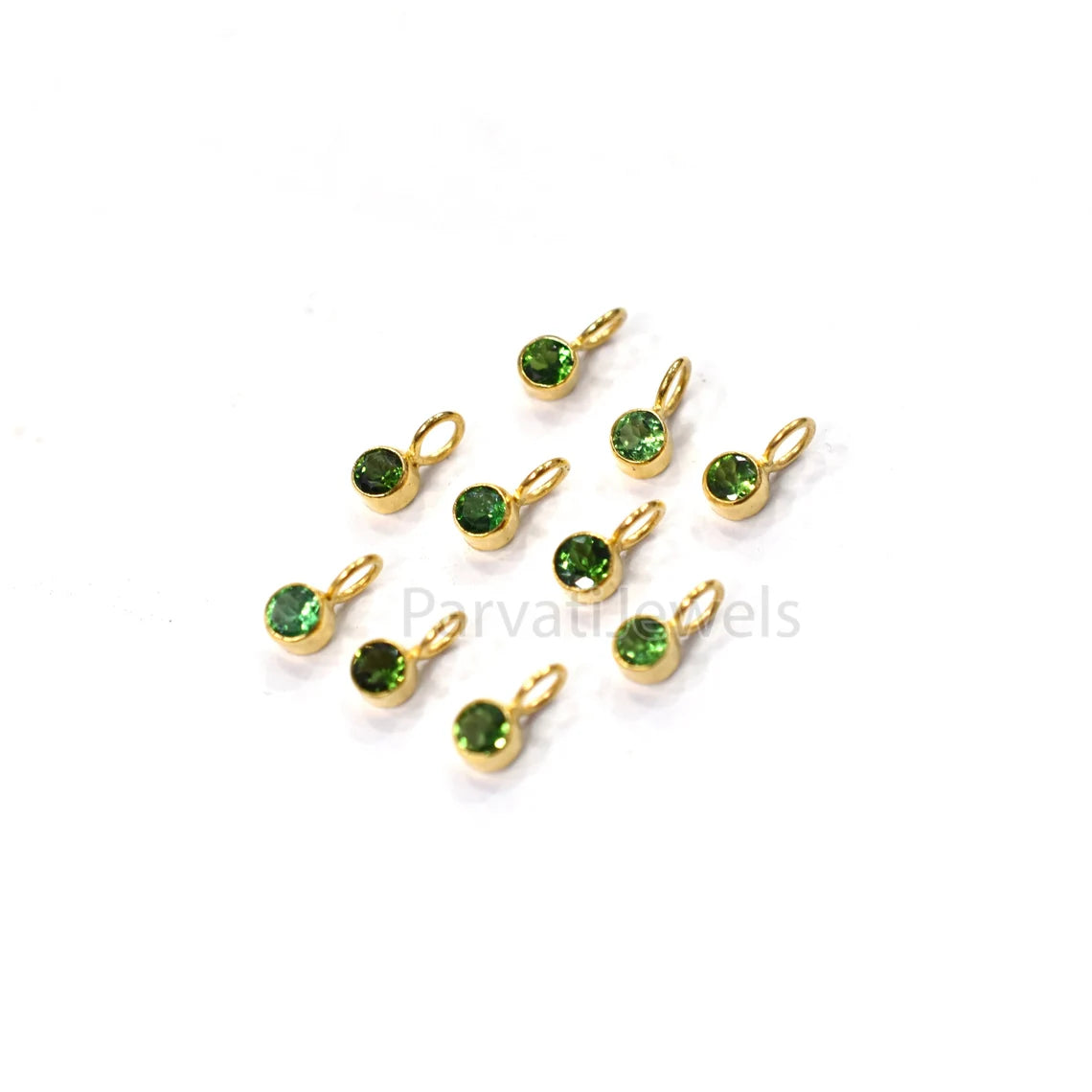 Very Beautiful Natural Green Tourmaline Gold Charm, 18k Solid Gold Charm, Green Tourmaline Gold Charm Pendant, Handmade Gold Charm