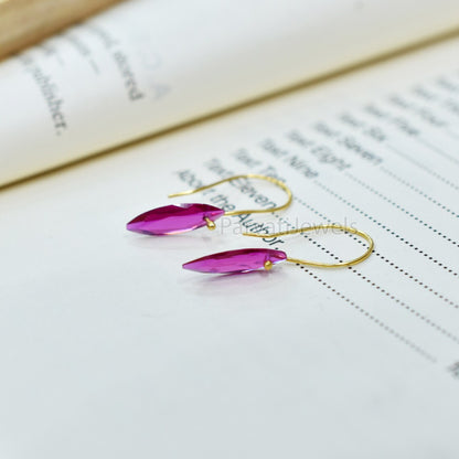 Pink Tourmaline 18K Solid Gold Earrings, Tourmaline Earrings Solid Gold, 14K & 18K Gold Earrings Jewelry, Handmade Earrings For Women Gift