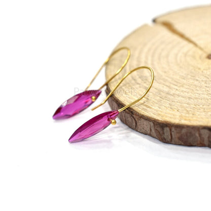 Pink Tourmaline 18K Solid Gold Earrings, Tourmaline Earrings Solid Gold, 14K & 18K Gold Earrings Jewelry, Handmade Earrings For Women Gift