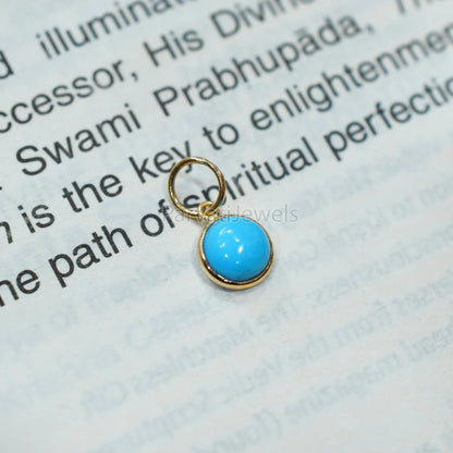 Beautiful Turquoise Charm, 18k Solid Gold Charm, Natural Turquoise Charm, Handmade Gold Charm,Natural Sleeping Beauty Turquoise,Gift For Her