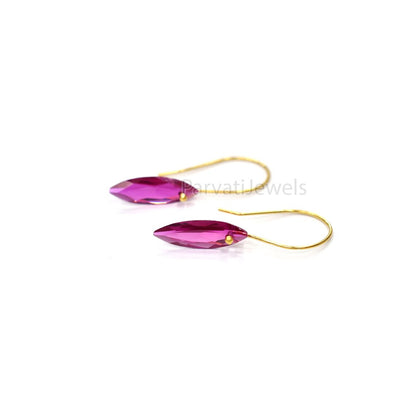 Pink Tourmaline 18K Solid Gold Earrings, Tourmaline Earrings Solid Gold, 14K & 18K Gold Earrings Jewelry, Handmade Earrings For Women Gift