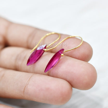 Pink Tourmaline 18K Solid Gold Earrings, Tourmaline Earrings Solid Gold, 14K & 18K Gold Earrings Jewelry, Handmade Earrings For Women Gift