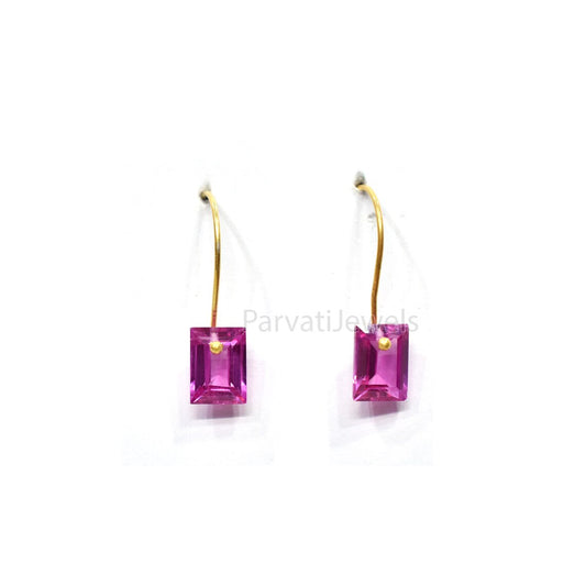 Tourmaline Earrings Solid Gold, 14K & 18K Gold Earrings, Gorgeous Pink Tourmaline 18K Solid Gold Earrings, Handmade Earrings For Women Gift