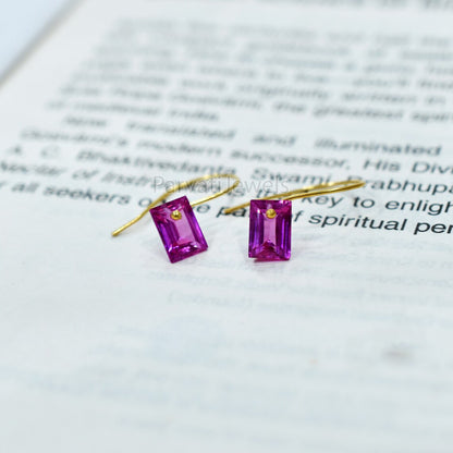 Tourmaline Earrings Solid Gold, 14K & 18K Gold Earrings, Gorgeous Pink Tourmaline 18K Solid Gold Earrings, Handmade Earrings For Women Gift