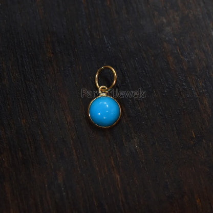 Beautiful Turquoise Charm, 18k Solid Gold Charm, Natural Turquoise Charm, Handmade Gold Charm,Natural Sleeping Beauty Turquoise,Gift For Her