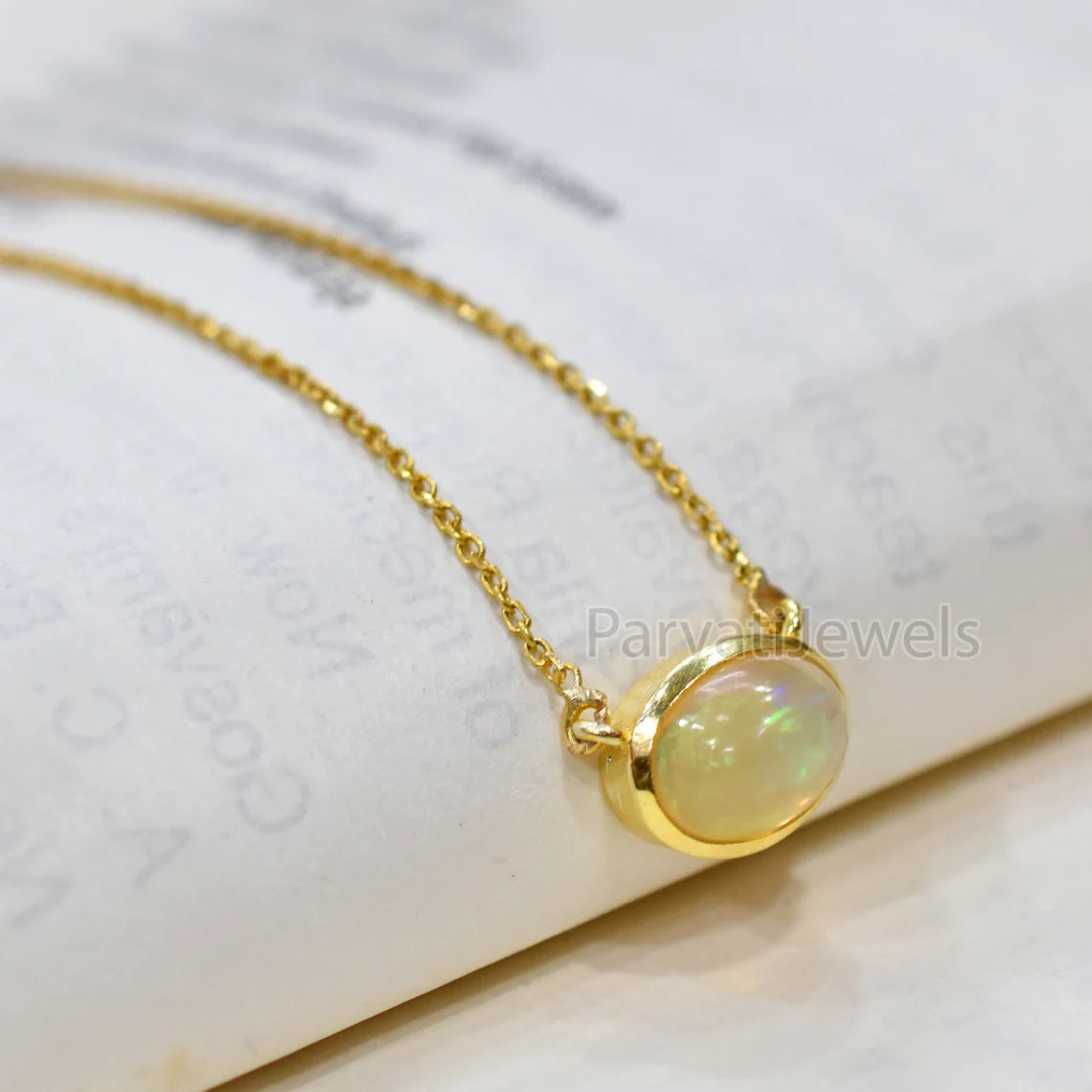 Natural Fire Opal 18k Solid Gold Charm Necklace Jewelry, Oval Shape Opal Charm Necklace, 18K Solid Gold Necklace, October Birthstone Jewelry