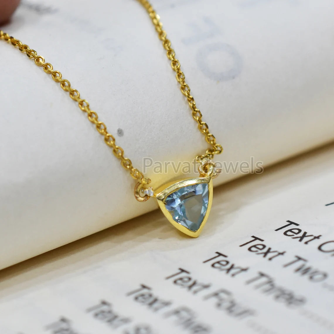 Beautiful Natural Swill Blue Topaz With 18k Solid Gold Pendant Necklace, Blue Topaz Gold Necklace, Gold Charm Necklace, Handmade Gold Charm