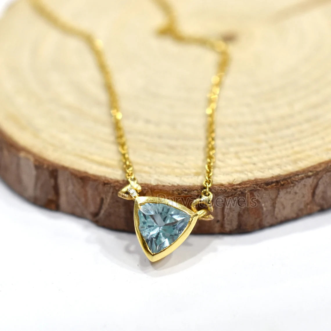 Beautiful Natural Swill Blue Topaz With 18k Solid Gold Pendant Necklace, Blue Topaz Gold Necklace, Gold Charm Necklace, Handmade Gold Charm