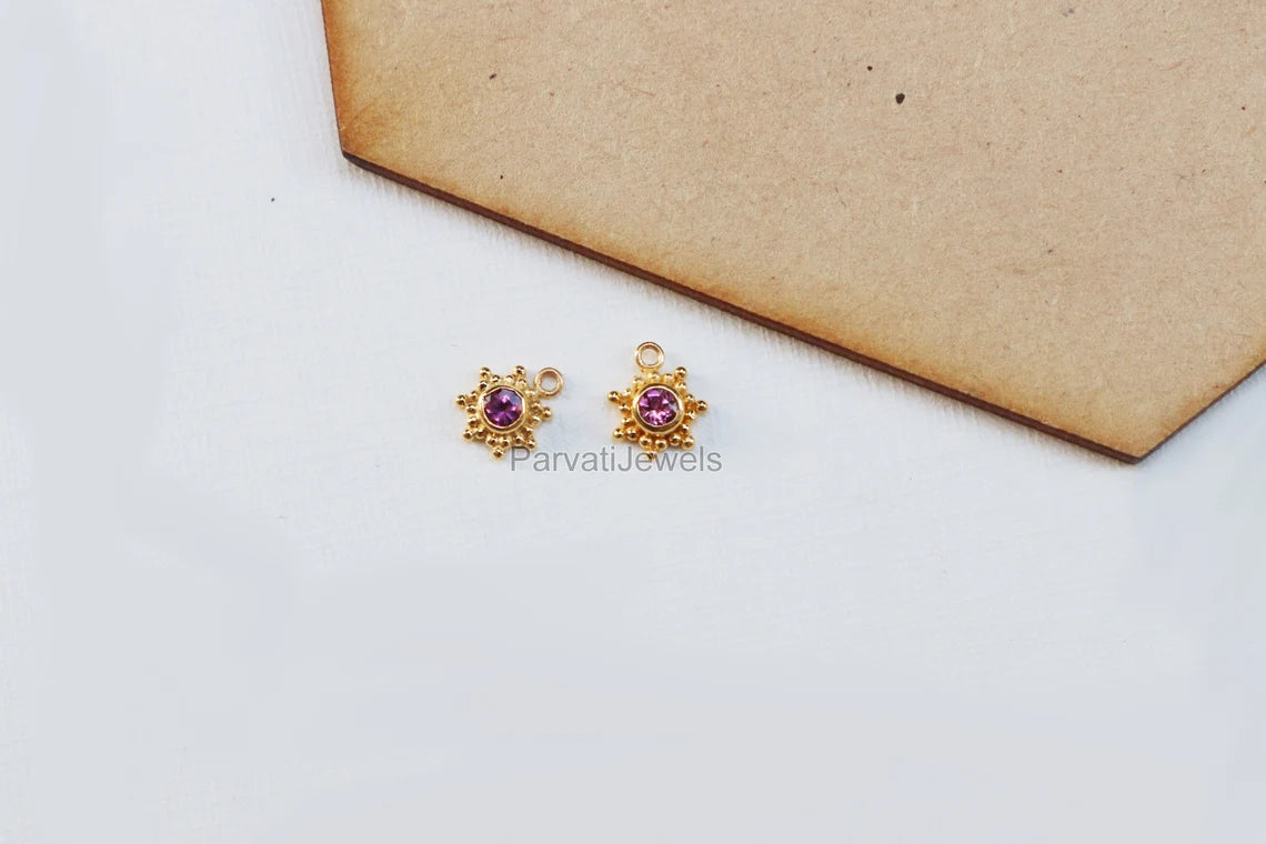 14Kt and 18Kt Solid Gold Filigree Earrings, Handmade Gold Filigree Earrings, Moissanite Earrings, Blue Sapphire Earrings, Gift For Her