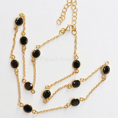 Natural Black Zircon Necklace, 18k Solid Gold Necklace, Black Zircon Charm, Gold Necklace, Faceted Black Zircon Necklace, Gift For Her