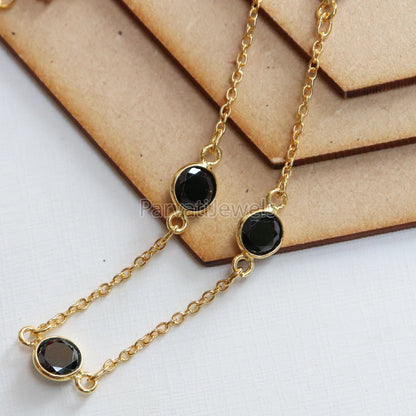 Natural Black Zircon Necklace, 18k Solid Gold Necklace, Black Zircon Charm, Gold Necklace, Faceted Black Zircon Necklace, Gift For Her