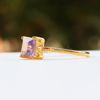 Natural Amethyst 14k & 18k Solid Gold Ring, Gemstone Ring, Gold Jewelry, Solid Gold Ring, Handmade Garnet Gold Ring, Gold Ring, Gift For Her