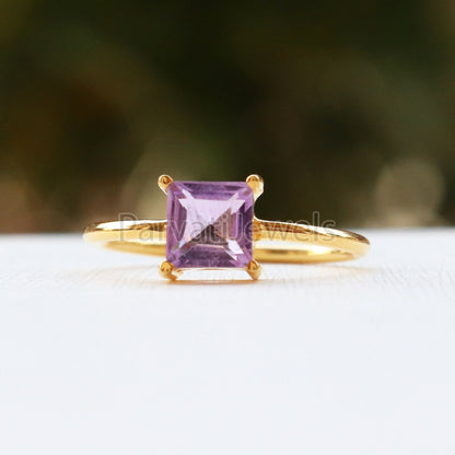 Natural Amethyst 14k & 18k Solid Gold Ring, Gemstone Ring, Gold Jewelry, Solid Gold Ring, Handmade Garnet Gold Ring, Gold Ring, Gift For Her