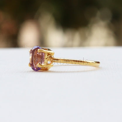 Elegant Amethyst 14k & 18k Solid Gold Ring, Gemstone Ring, Gold Jewelry, Solid Gold Ring, Handmade Amethyst Gold Ring,Gold Ring,Gift For Her