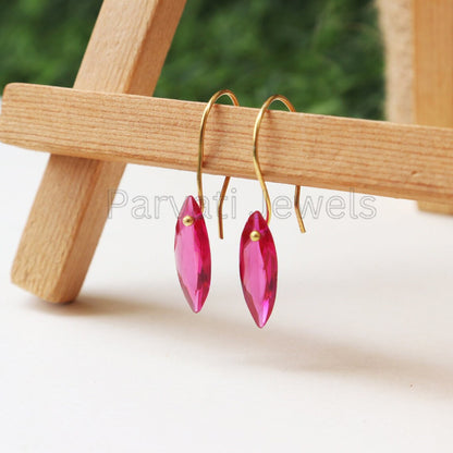 Pink Tourmaline 18K Solid Gold Earrings, Tourmaline Earrings Solid Gold, 14K & 18K Gold Earrings Jewelry, Handmade Earrings For Women Gift