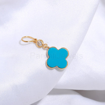Natural Sleeping Beauty Turquoise Moissanite Charm, Solid 18K gold charm, Handmade Gold Charm, Moissanite Charm Pendant, Charm Necklace,