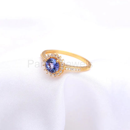 AA Natural Tanzanite Solid Gold Ring, 14K Solid Gold Ring, Diamond Ring, Anniversary Gift, Tanzanite Gold Ring, December Birthstone Ring
