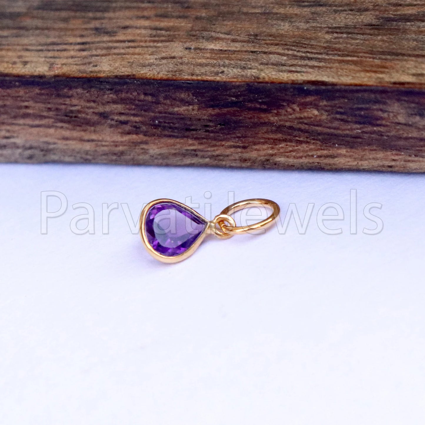 Amethyst Charm, 18k Solid Gold Charm, Natural Amethyst Charm, Gold Charm, Charm Pendant, Charm Necklace, Handmade Gold Charm, Gfit for Her