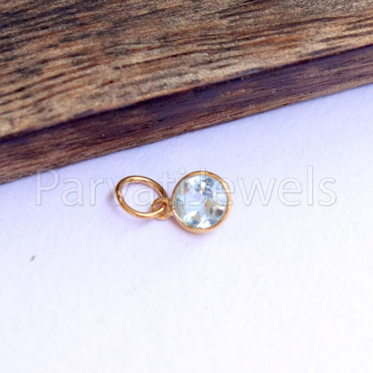 Blue Topaz Charm, 18k Solid Gold Charm, Natural Blue Topaz Charm, Gold Charm, Charm Pendant, Charm Necklace, Handmade Gold Charm
