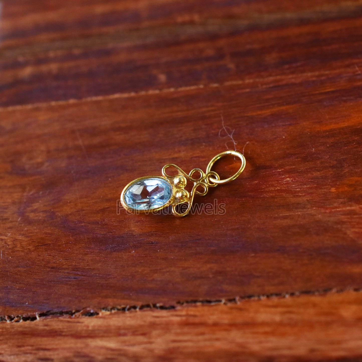 18K Solid Gold Blue Topaz Charm, 18K Solid Gold Blue Topaz Square Shape Charm Pendant, , Minimalist Charm Pendant, Gold Charm, Gift Jewelry