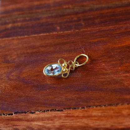 18K Solid Gold Blue Topaz Charm, 18K Solid Gold Blue Topaz Square Shape Charm Pendant, , Minimalist Charm Pendant, Gold Charm, Gift Jewelry