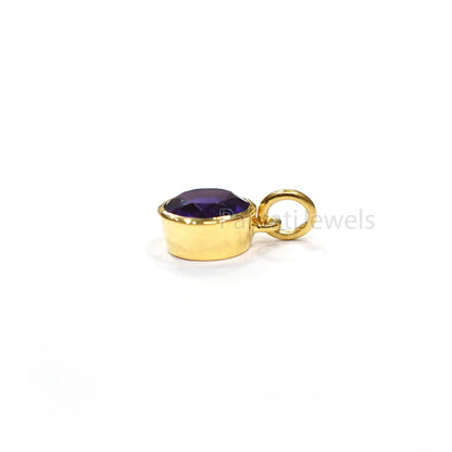 Solid 18k Gold With Natural Amethyst Solid Charm Pendant, Solid Gold Charm, Solid Gold Charm, Purple Amethyst Gold Charm,Handmade Gold Charm
