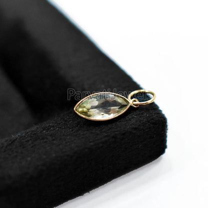 18k Solid Gold Green Aquamarine Charm, 18k Solid Gold Charm, Green Aquamarine 18K Gold Charm Pendant, Gift Jewelry, Handmade Charm
